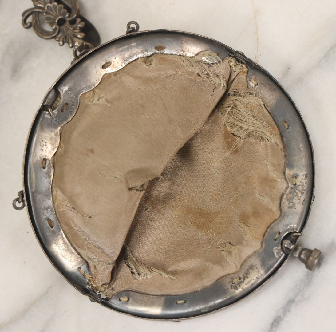 Lot 041 - Pair Of Antique Beaded Purses With Silverplate Hardware, Chatelaine Clip, Circa 1900, Note Wear, Losses, Worn Interior