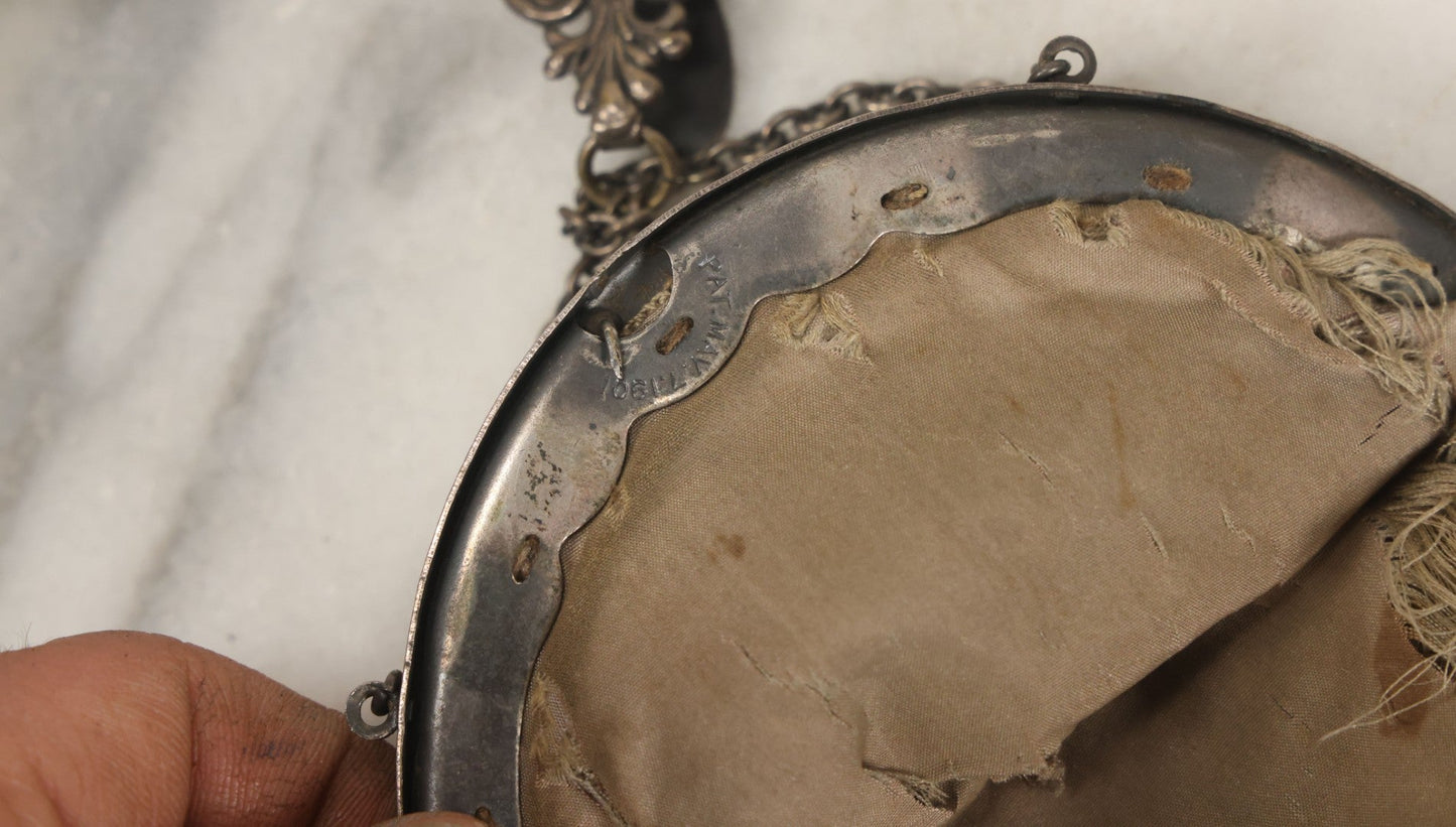 Lot 041 - Pair Of Antique Beaded Purses With Silverplate Hardware, Chatelaine Clip, Circa 1900, Note Wear, Losses, Worn Interior