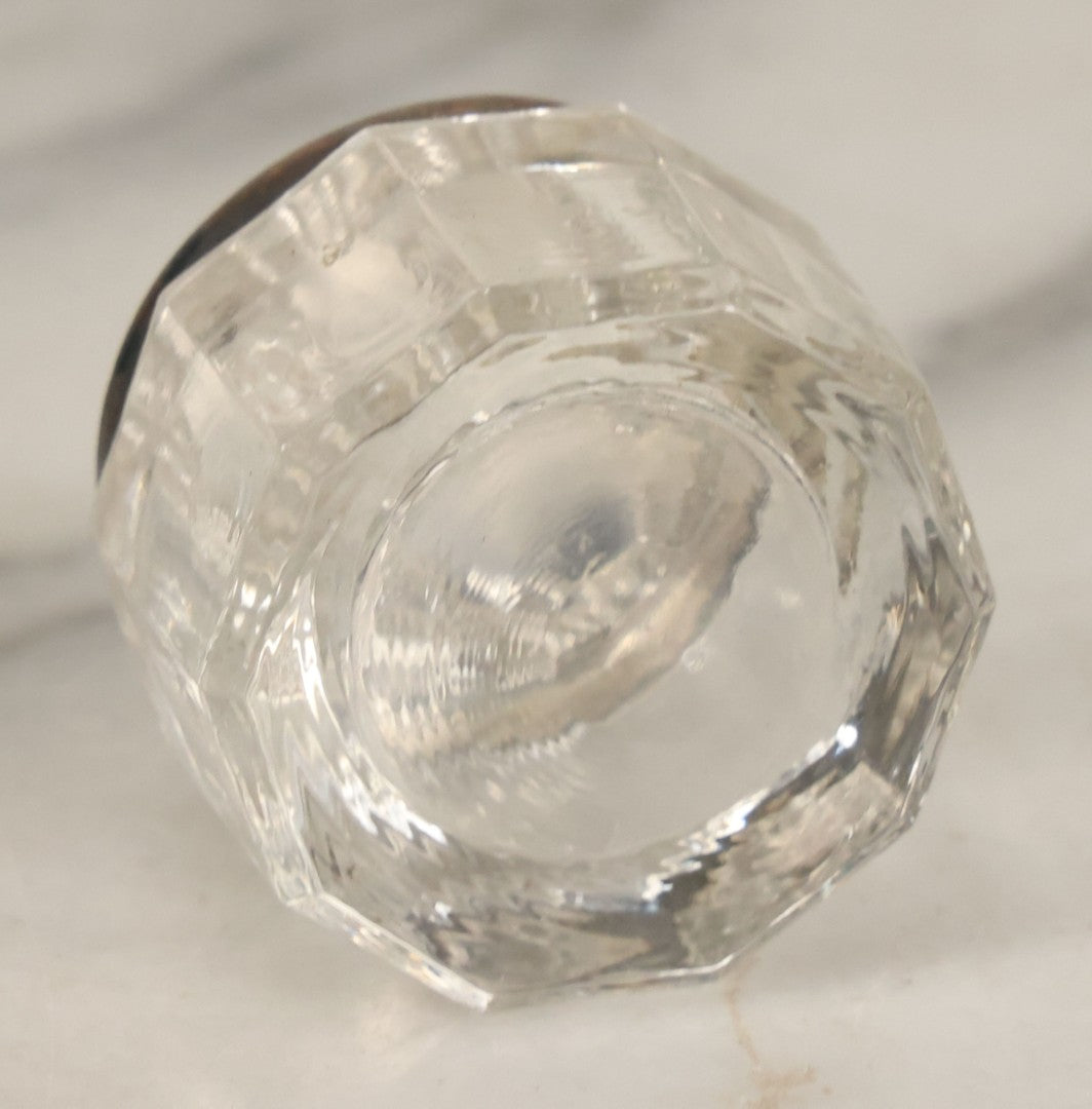 Lot 043 - Antique Glass Dresser Powder Or Cream Jar With Sterling Silver Art Nouveau Repoussé Lid, Marked Sterling