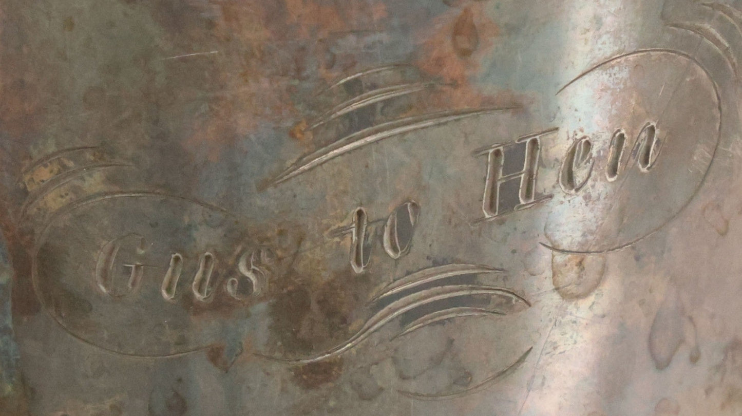 Lot 044 - Antique Silver Plate Presentation Drinking Cup With Engraving, "From Gus To Hen"