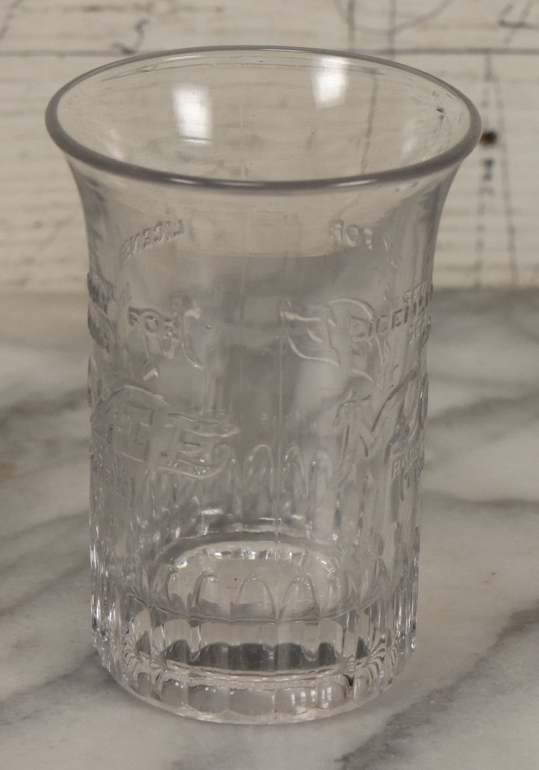 Lot 045 - Antique Moxie Soda Fountain Glass Drinking Cup, "Licensed Only For Serving Moxie," Trademarked
