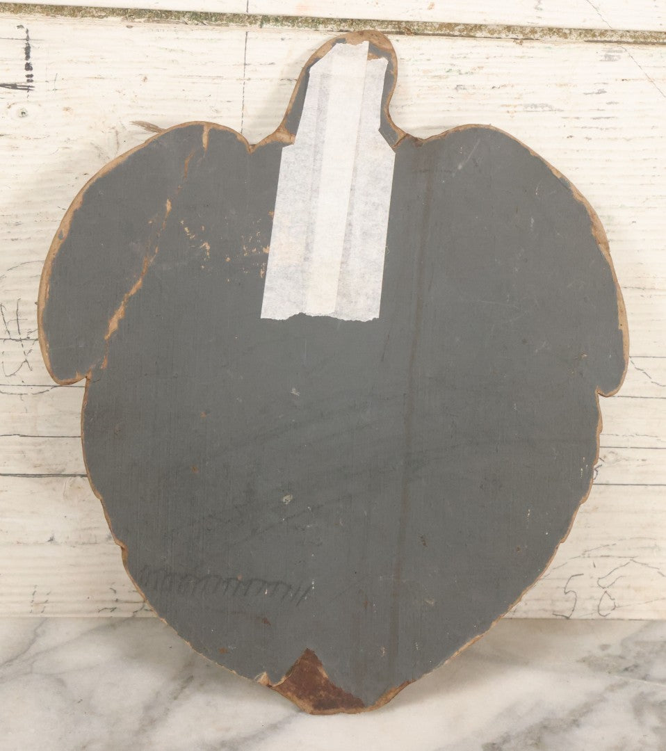 Lot 048 - Antique Hand Painted Die Cut Turtle Painting Board With Image Of A Woman In A Hat Surrounded By Daisies, Note Wear To Turtle's Neck