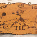 Lot 049 - Antique "Over The Fence" Flemish Art Pyrography Wood Burned Tie Rack With Baseball Home Run Scene, Note Missing Dowel To Hold Ties