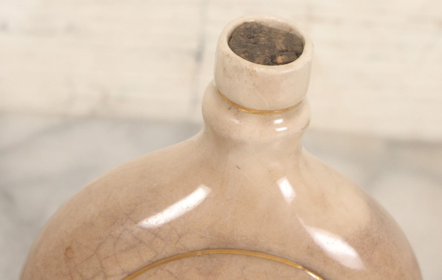 Lot 051 - Antique Hand Painted Lusterware Freemason's Flask, With Square And Compass Symbol, "G", Free And Accepted Masons, "F & A.M."