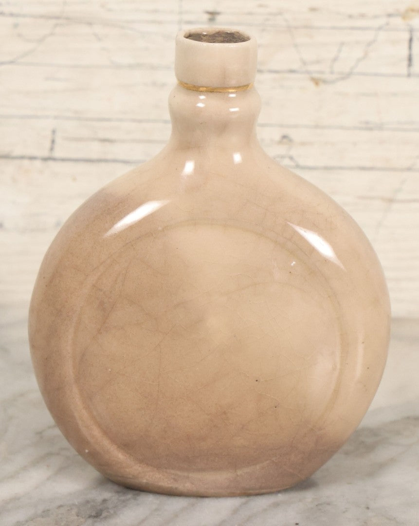 Lot 051 - Antique Hand Painted Lusterware Freemason's Flask, With Square And Compass Symbol, "G", Free And Accepted Masons, "F & A.M."