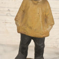Lot 055 - Vintage Cast Iron Sailor In Yellow Rain Slicker Jacket Door Stop, Hand Painted, Solid