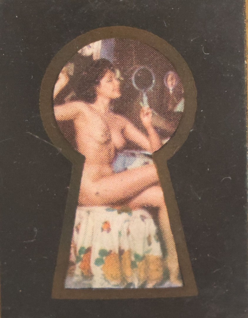 Lot 059 - Vintage Novelty Lighter With Nude Lady In Keyhole, New Flint, Sparks, Needs Fuel, Note Rust, By Evans, U.S. Patent 19023