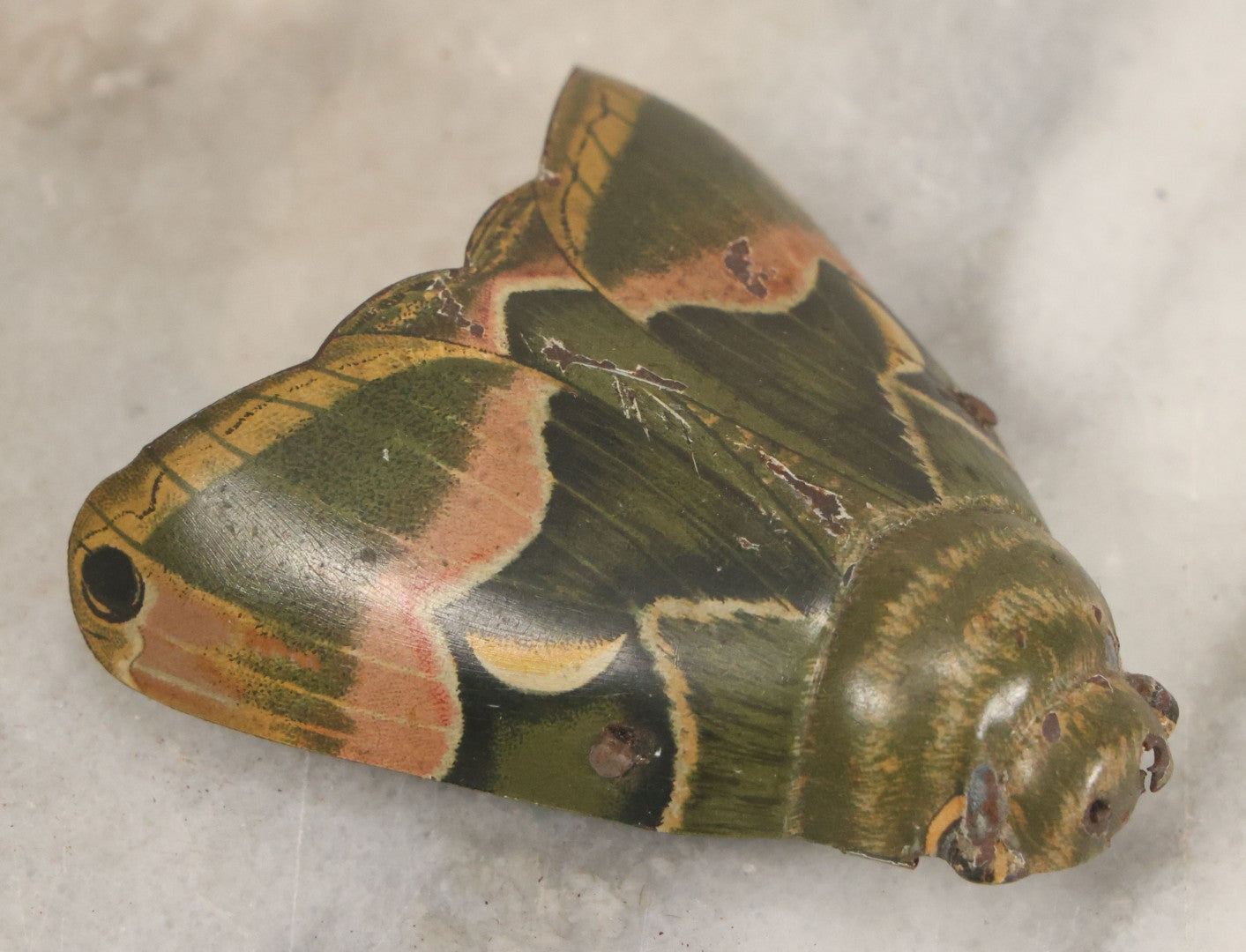 Lot 062 - Antique Tin Lithograph Silk Moth "Cynthia" Friction Toy By Animate Toy, Circa 1916, Note Non Working, Needs Repair