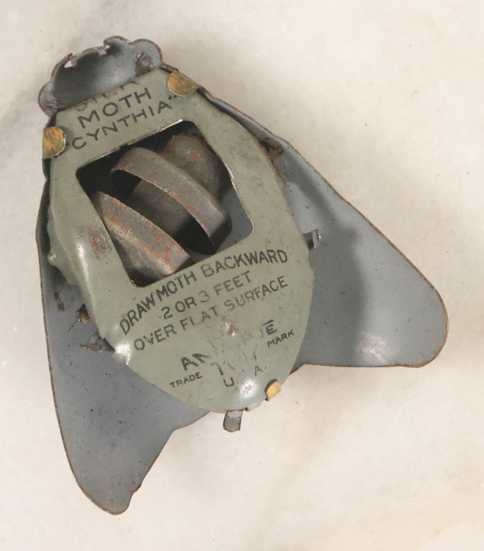 Lot 062 - Antique Tin Lithograph Silk Moth "Cynthia" Friction Toy By Animate Toy, Circa 1916, Note Non Working, Needs Repair