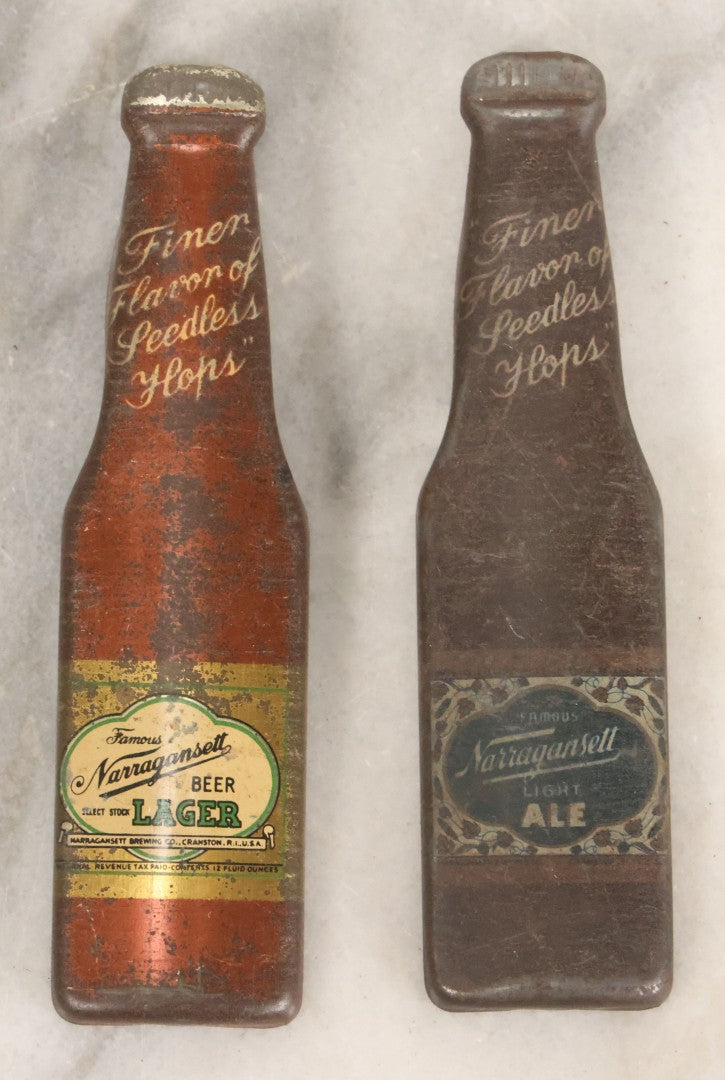 Lot 063 - Pair Of Vintage Pressed Metal Bottle Openers For Famous Narragansett Beer, Including Select Stock Lager And Light Ale