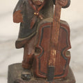 Lot 068 - Antique Folk Art Wood Carving Of An Elderly Man Playing The Upright Bass, Hand Painted, Note Missing Arm