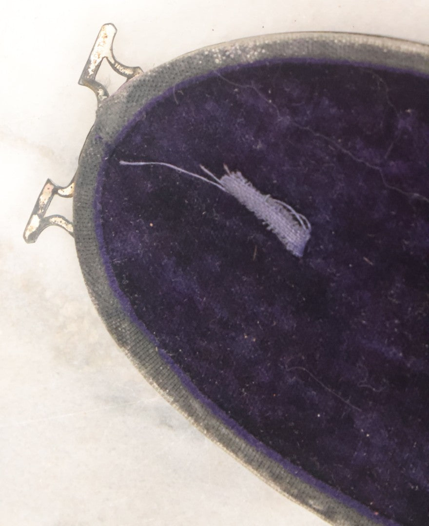 Lot 074 - Antique Oval Shaped Sterling Silver Frame With A Photograph Of An Elderly Woman, Note Missing Kickstand On Back, Marked Sterling, 3" x 5-3/8"