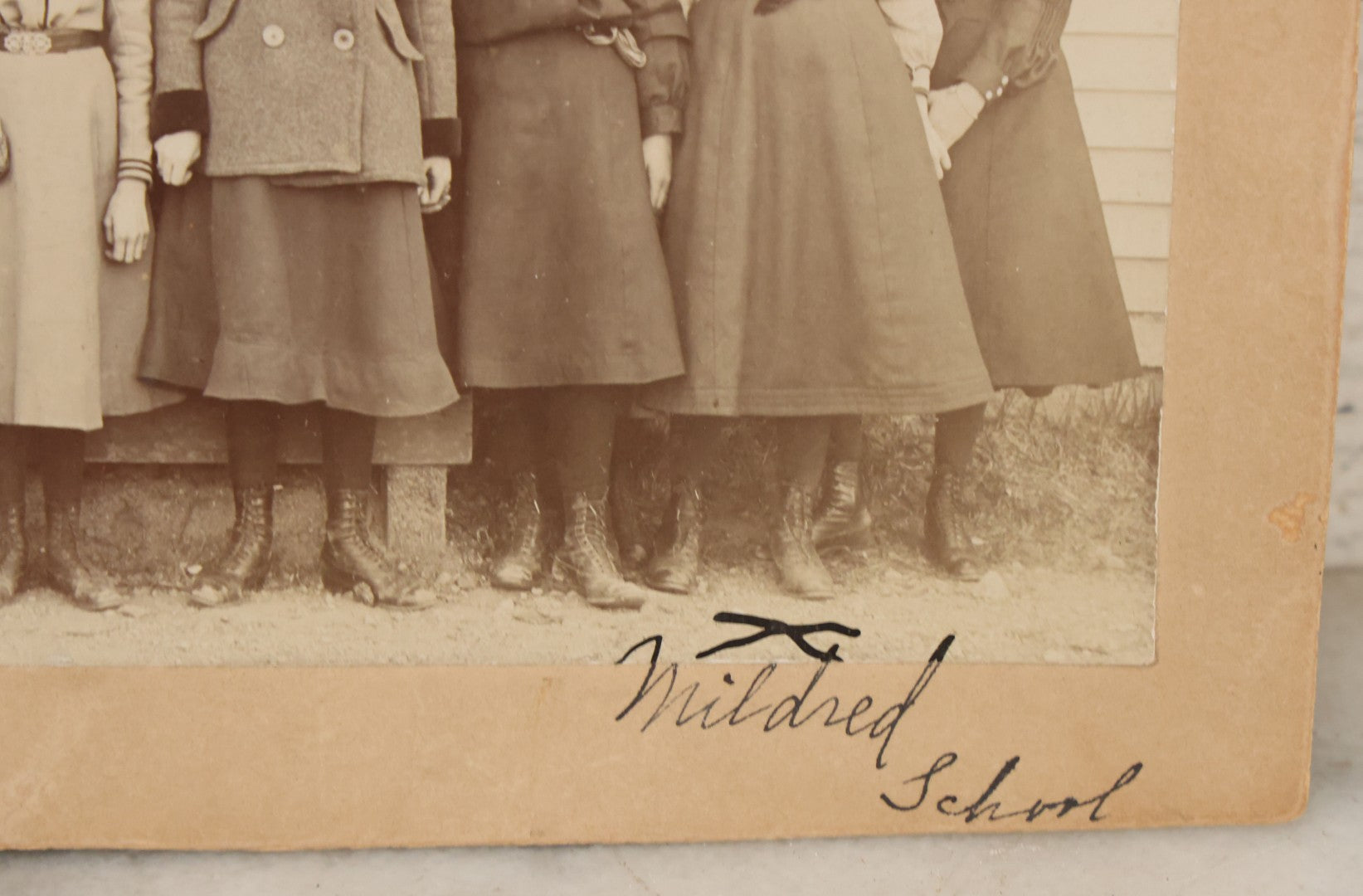 Lot 076 - Antique Boarded Photograph Of School Children At Mildred School, Mostly Teenagers, Clarence N. Trefry Photographer, Haverhill, Massachusetts