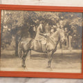 Lot 077 - Antique Framed Photograph Of A Woman On Horseback, Sitting Side Saddle, In Red Frame, 8-3/4" x 6-3/4"