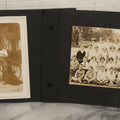 Lot 081 - Pair Of Loose Photo Album Pages With Four Vintage Snap Shots Including Youth Baseball Team, Boys With Bicycles And Dogs, Hay Art, And Girls With Dog