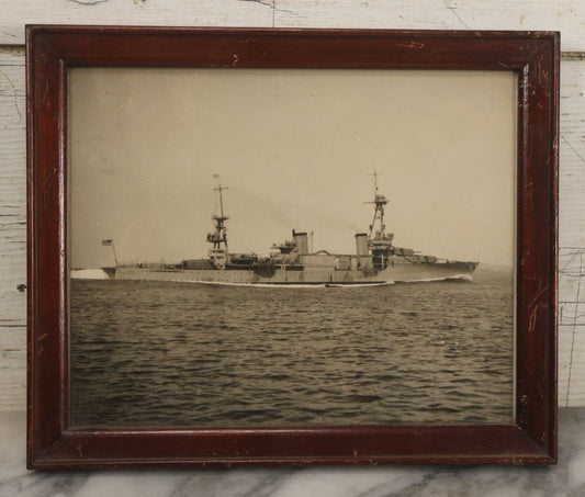 Lot 082 - Vintage Framed Photograph Of The U.S.S. Northampton (CL/CA-26) Battleship, Circa 1930s / 1940s, 11-3/8" x 9-3/8"