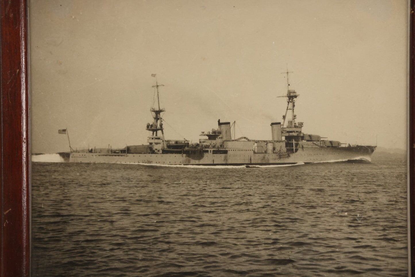 Lot 082 - Vintage Framed Photograph Of The U.S.S. Northampton (CL/CA-26) Battleship, Circa 1930s / 1940s, 11-3/8" x 9-3/8"