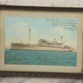 Lot 083 - Antique Framed Postcard Of The U.S.S. Henderson, Addressed "To The Best Of Shipmates" Major Rosboro, Cruises 19125 And 1930, From "Pete," 7-5/8" x 5-5/8"