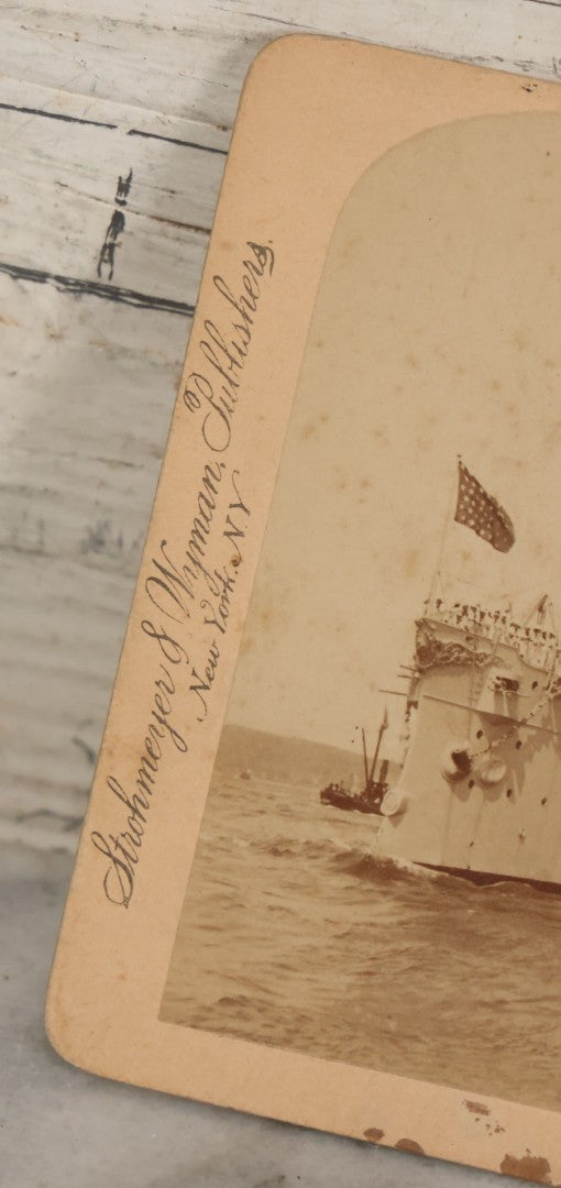 Lot 084 - Antique Stereoscopic Stereo Card Of Admiral Schley's Magnificent Fighting Cruiser "Brooklyn" Returning From Santiago, Copyright 1898 By Strohmeyer & Wynne, Sold By Underwood And Underwood