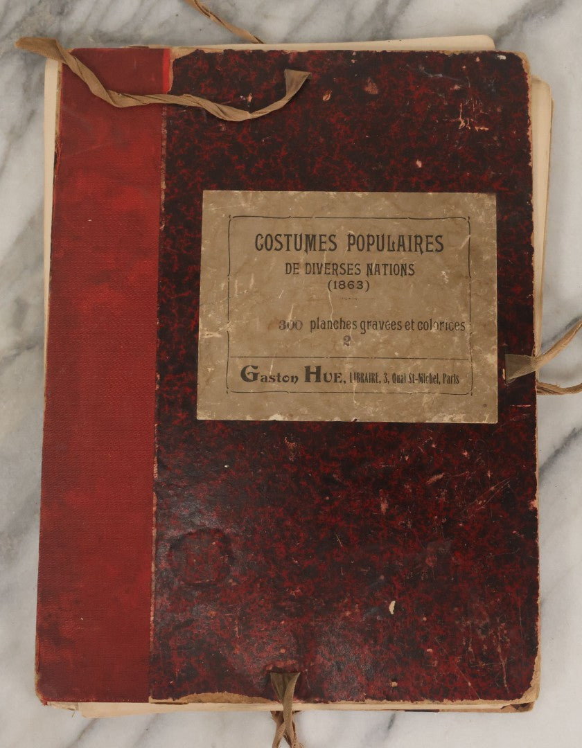 Lot 087 - Antique French Folio Book Of "Costumes Populaires De Diverses Nations (1863), Gaston Hue, Paris, Featuring 20 Hand Colored Lithographs Of The Dress And Costumes Of Various Culture, Mostly In Turkey, Egypt, And Greece, Etc.