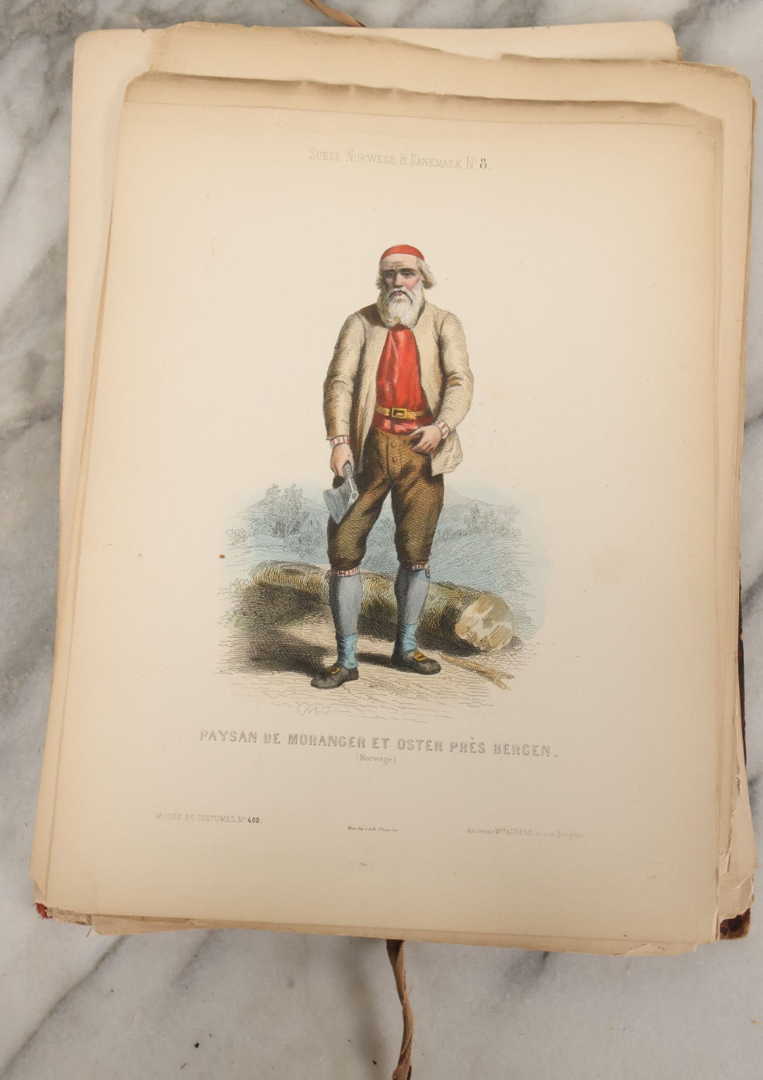 Lot 087 - Antique French Folio Book Of "Costumes Populaires De Diverses Nations (1863), Gaston Hue, Paris, Featuring 20 Hand Colored Lithographs Of The Dress And Costumes Of Various Culture, Mostly In Turkey, Egypt, And Greece, Etc.