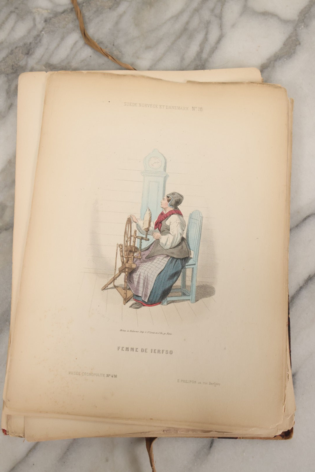Lot 087 - Antique French Folio Book Of "Costumes Populaires De Diverses Nations (1863), Gaston Hue, Paris, Featuring 20 Hand Colored Lithographs Of The Dress And Costumes Of Various Culture, Mostly In Turkey, Egypt, And Greece, Etc.