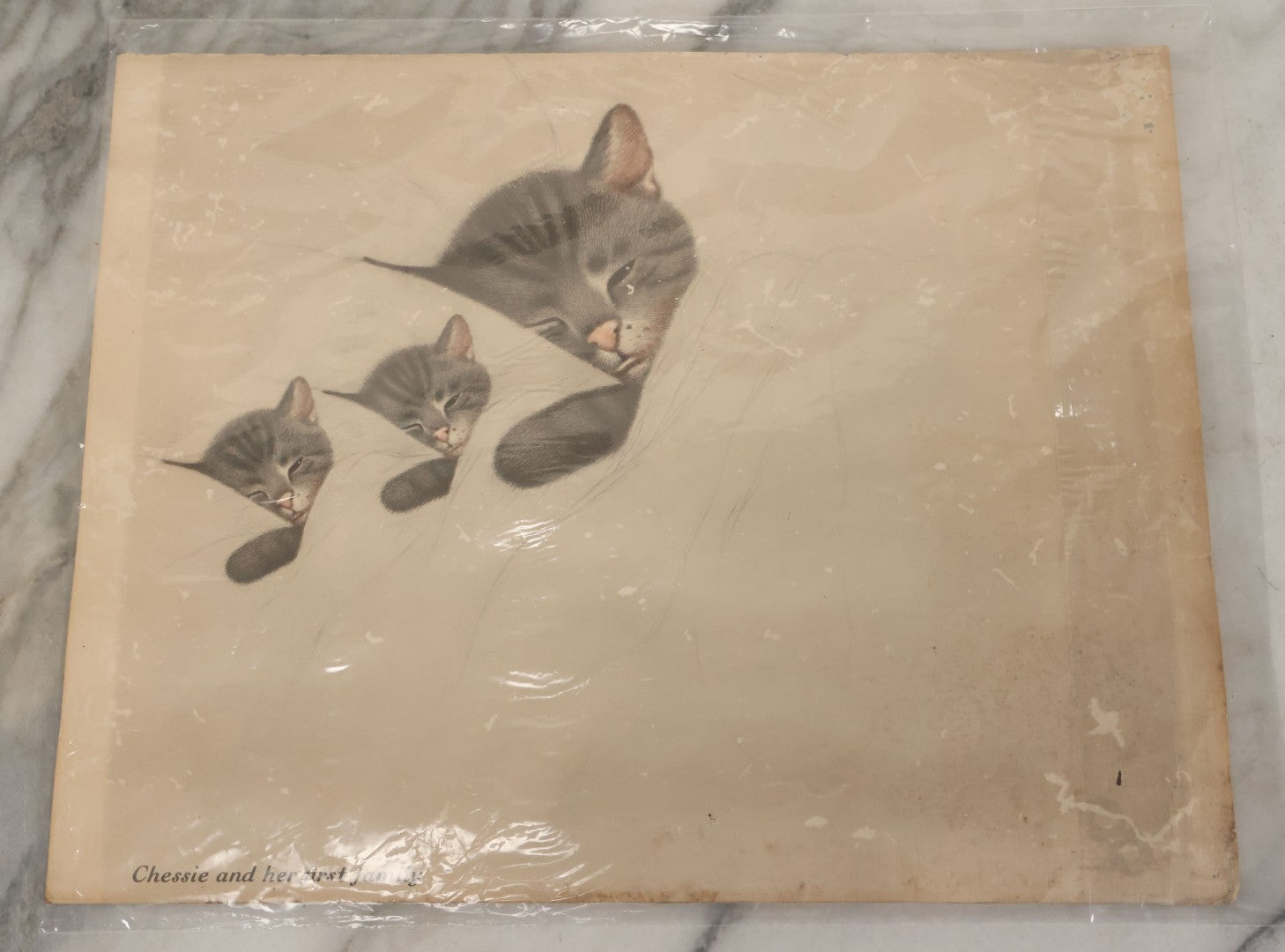 Lot 091 - Pair Of Vintage Chessie The Cat Prints, Mascot Of Chesapeake And Ohio Railway, Unframed