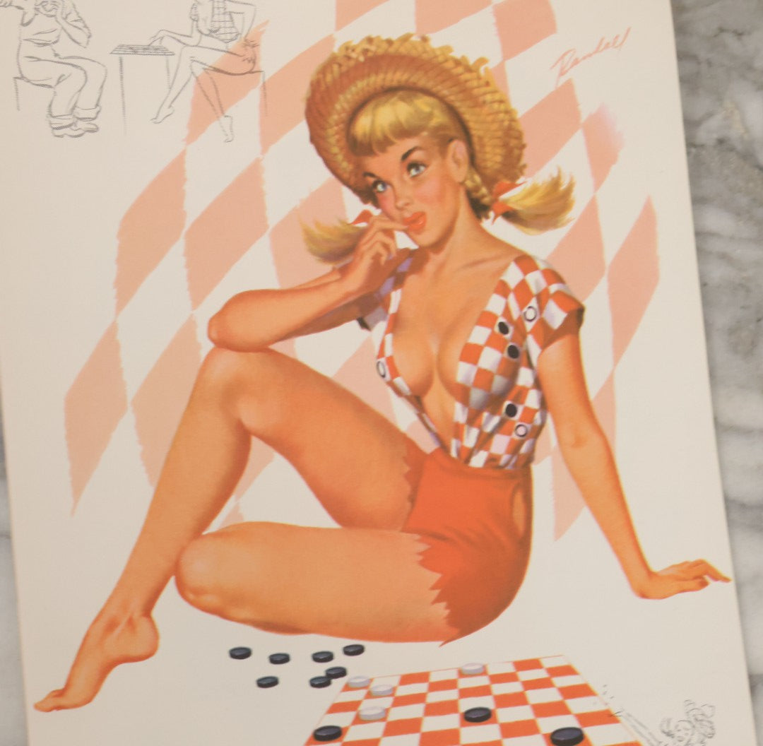 Lot 097 - Vintage 1956 Pin-Up Partial Calendar With Risque Women, Illustrations By Bill Randall, Copyright 1955, The Kemper-Thomas Co., Cincinnati, Ohio, Note Calendar Cut Out, Various Losses