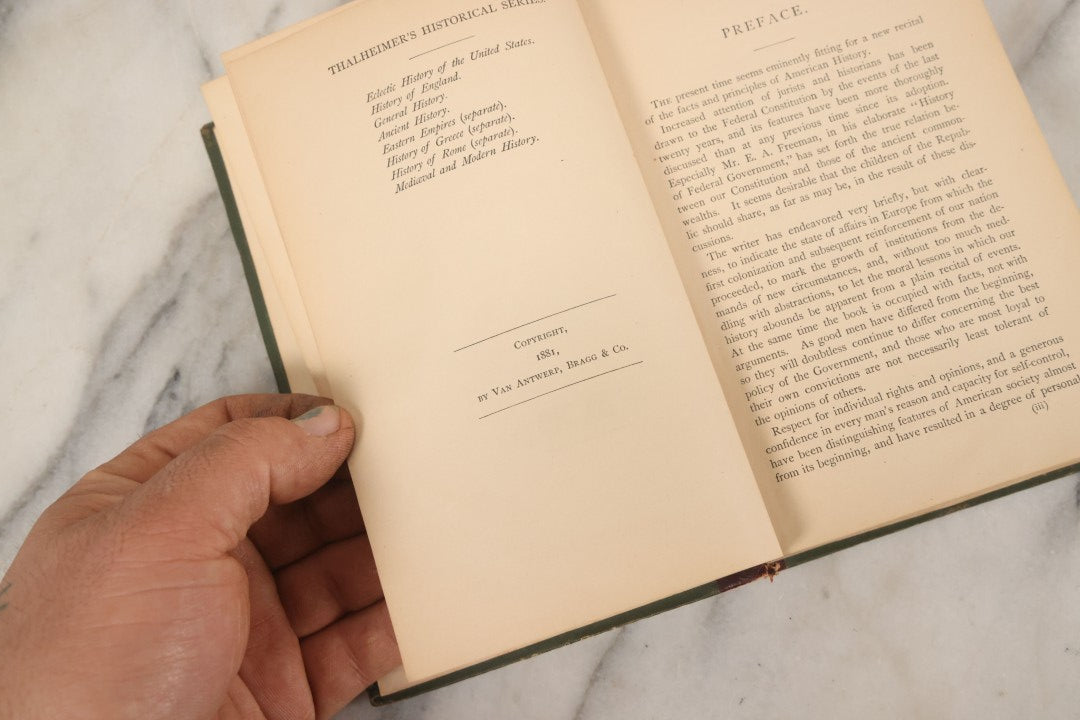 Lot 101 - "The Eclectic History Of The United States" Antique Book By M.E. Thalheimer, Illustrated, Van Antwerp, Bragg, & Co, Publishers, Copyright 1881