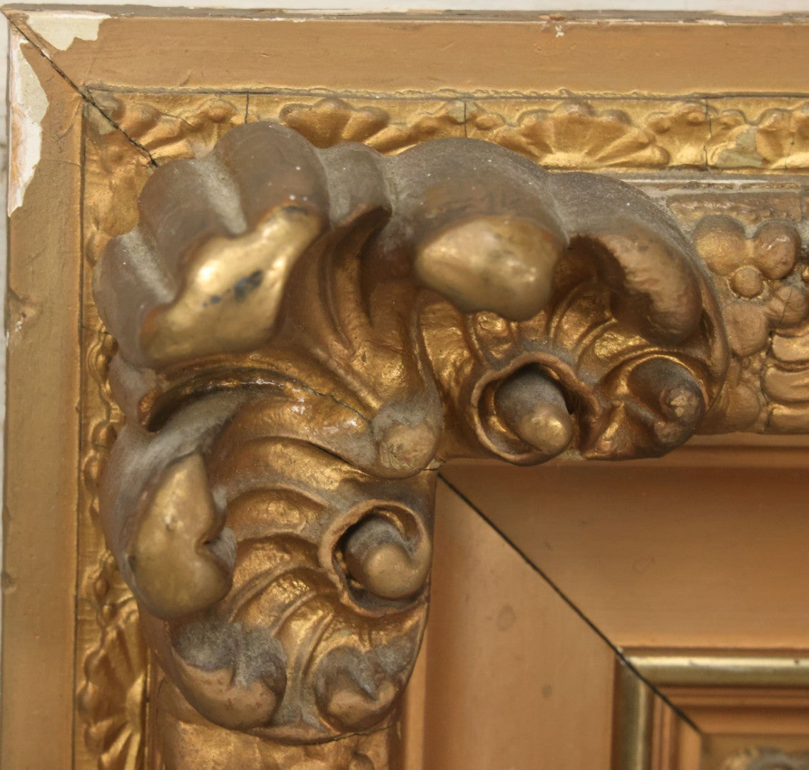 Lot 001 - Fine Antique Hand Painted Porcelain Tile Of Semi-Nude Woman In Ornate Gesso Frame, Marked "Erblüht" ("Blossom") On Verso, After Angelo Asti, Artist Signed Wagner, With Hallmark, 14" x 15-1/2"