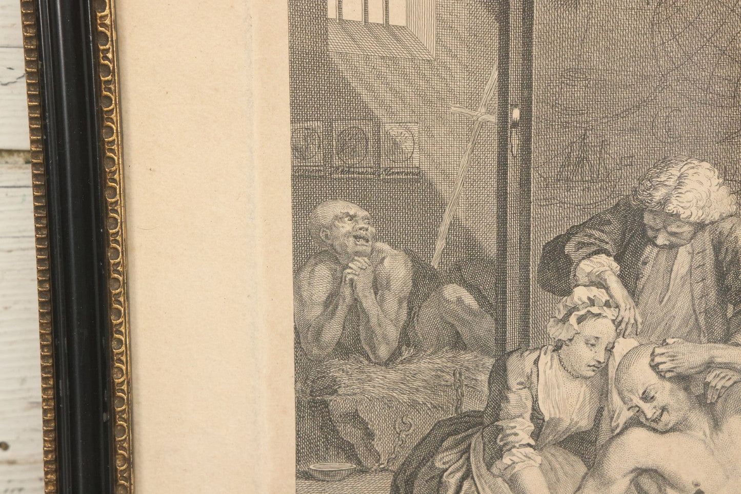 Lot 005 - Antique Satirical Engraving By William Hogarth, Depicting A Madhouse, Many Patients Engaged In Strange Behavior, Published June 1735, In Frame, Paper Label On Verso From Chapman Bros, London, 20-5/8" x 17-3/8"