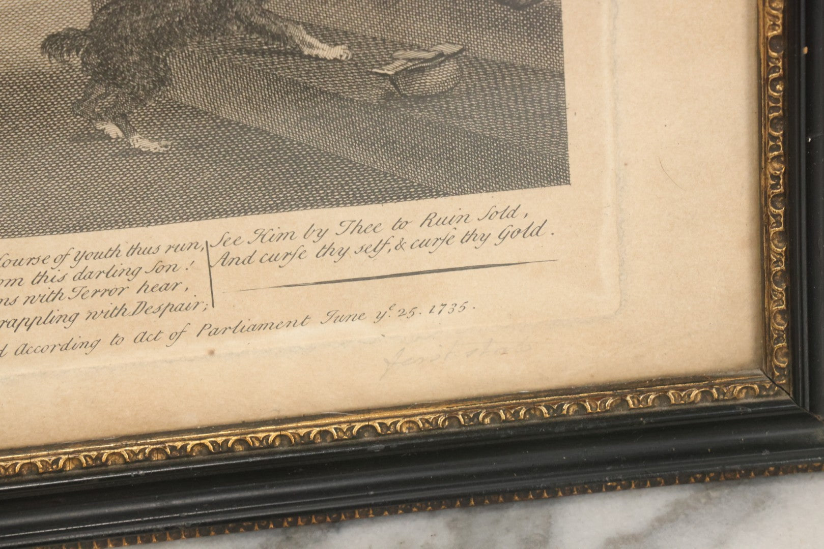 Lot 005 - Antique Satirical Engraving By William Hogarth, Depicting A Madhouse, Many Patients Engaged In Strange Behavior, Published June 1735, In Frame, Paper Label On Verso From Chapman Bros, London, 20-5/8" x 17-3/8"