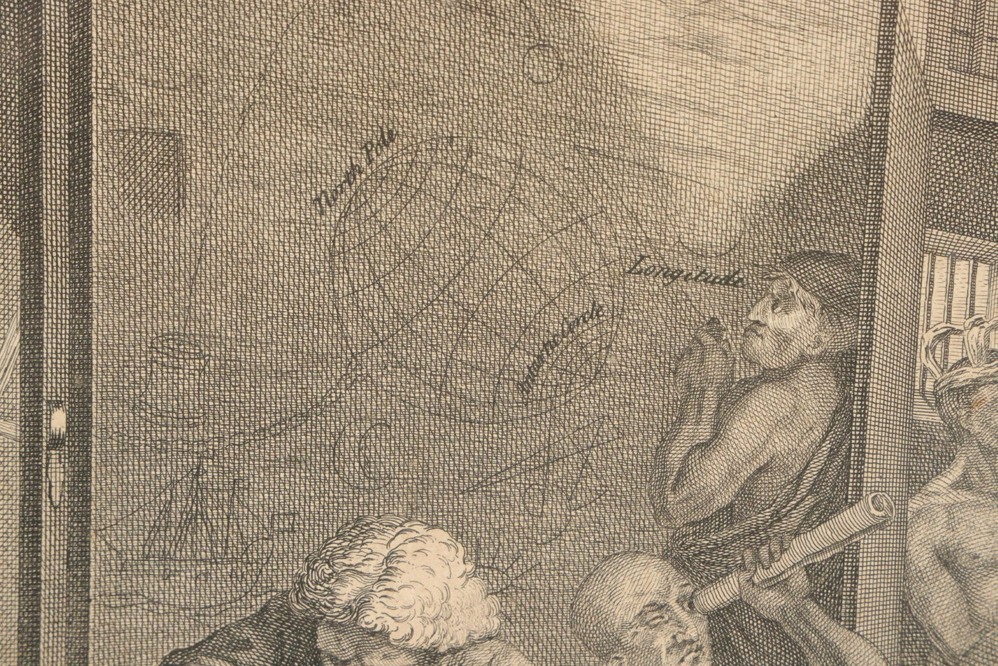 Lot 005 - Antique Satirical Engraving By William Hogarth, Depicting A Madhouse, Many Patients Engaged In Strange Behavior, Published June 1735, In Frame, Paper Label On Verso From Chapman Bros, London, 20-5/8" x 17-3/8"