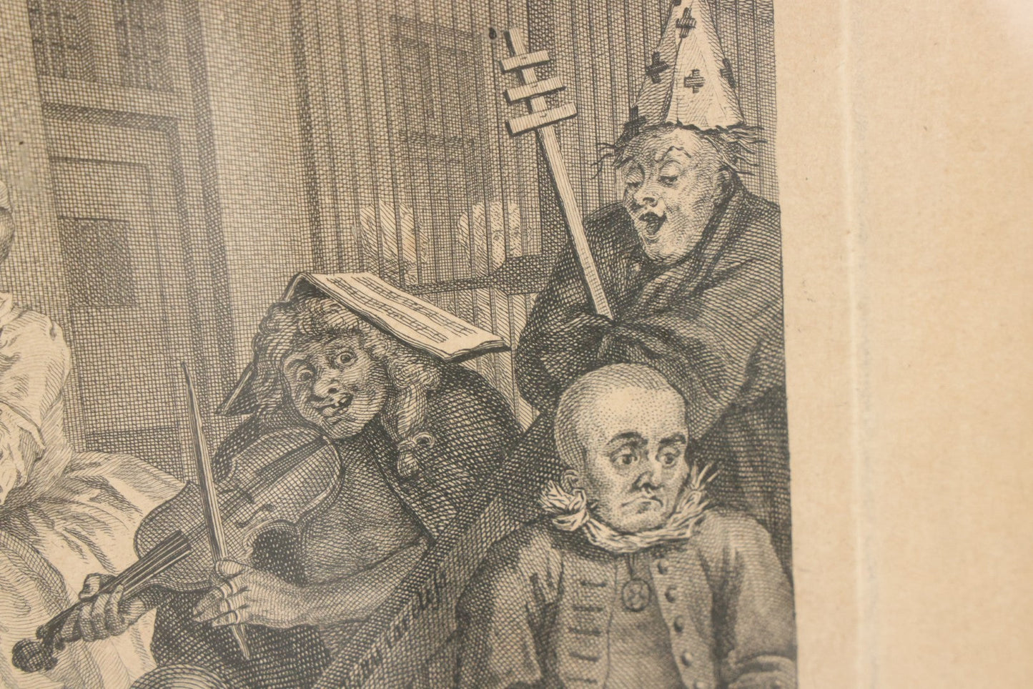 Lot 005 - Antique Satirical Engraving By William Hogarth, Depicting A Madhouse, Many Patients Engaged In Strange Behavior, Published June 1735, In Frame, Paper Label On Verso From Chapman Bros, London, 20-5/8" x 17-3/8"