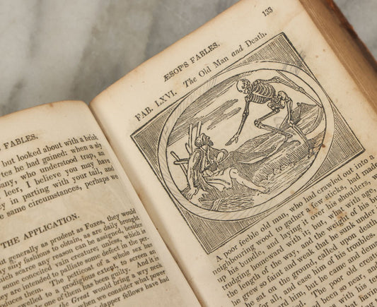 Lot 138 - "Aesop's Fables" Early 19th Century Fable Book Featuring Woodcut Engravings, Note Opening Pages Missing, Foxing Throughout