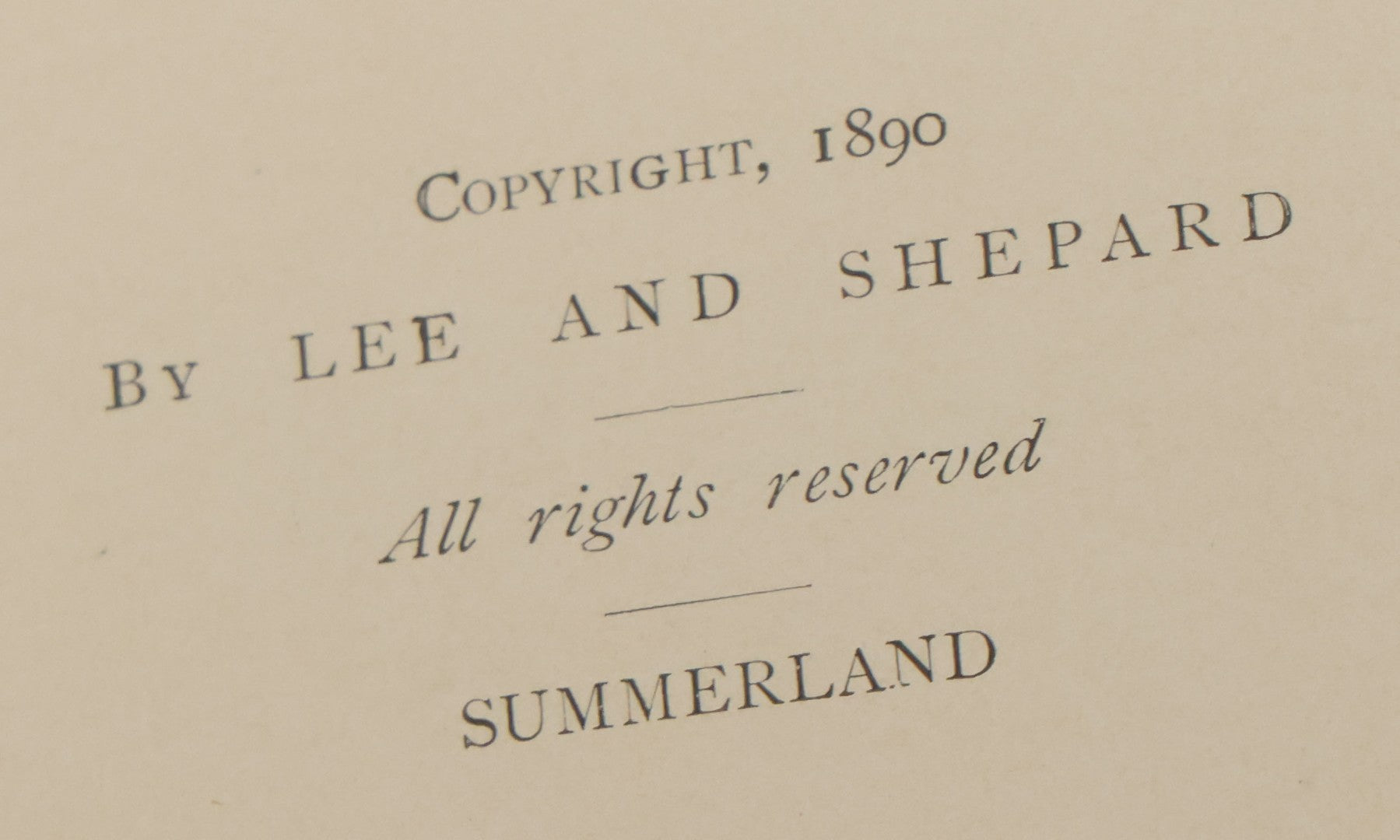 Lot 141 - "Summerland" Antique Illustrated Poetry Book By Margaret MacDonald Pullman, Profusely Illustrated With Nature Scenes, Butterflies, Etc. Copyright 1890 By Lee Ann Shepherd, Note Binding Loosening