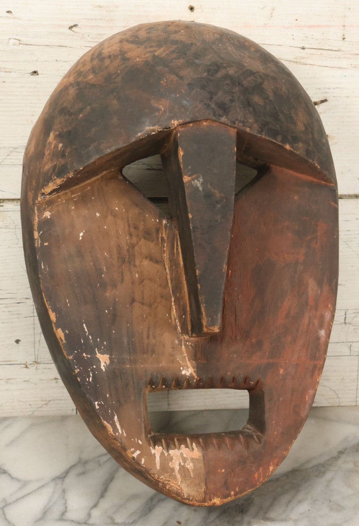 Lot 012 - Vintage Faux-Primitive African Export Mask, Hand Carved Wood, Applied Patina Finish, Fishing Line Hanger