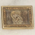 Lot 021 - Antique Victorian Human Hair Work Braided Brooch With Rectangular Beveled Glass Window And Pin Back, Blond And Brown Hair, Approximately 3/4" x 9/16"