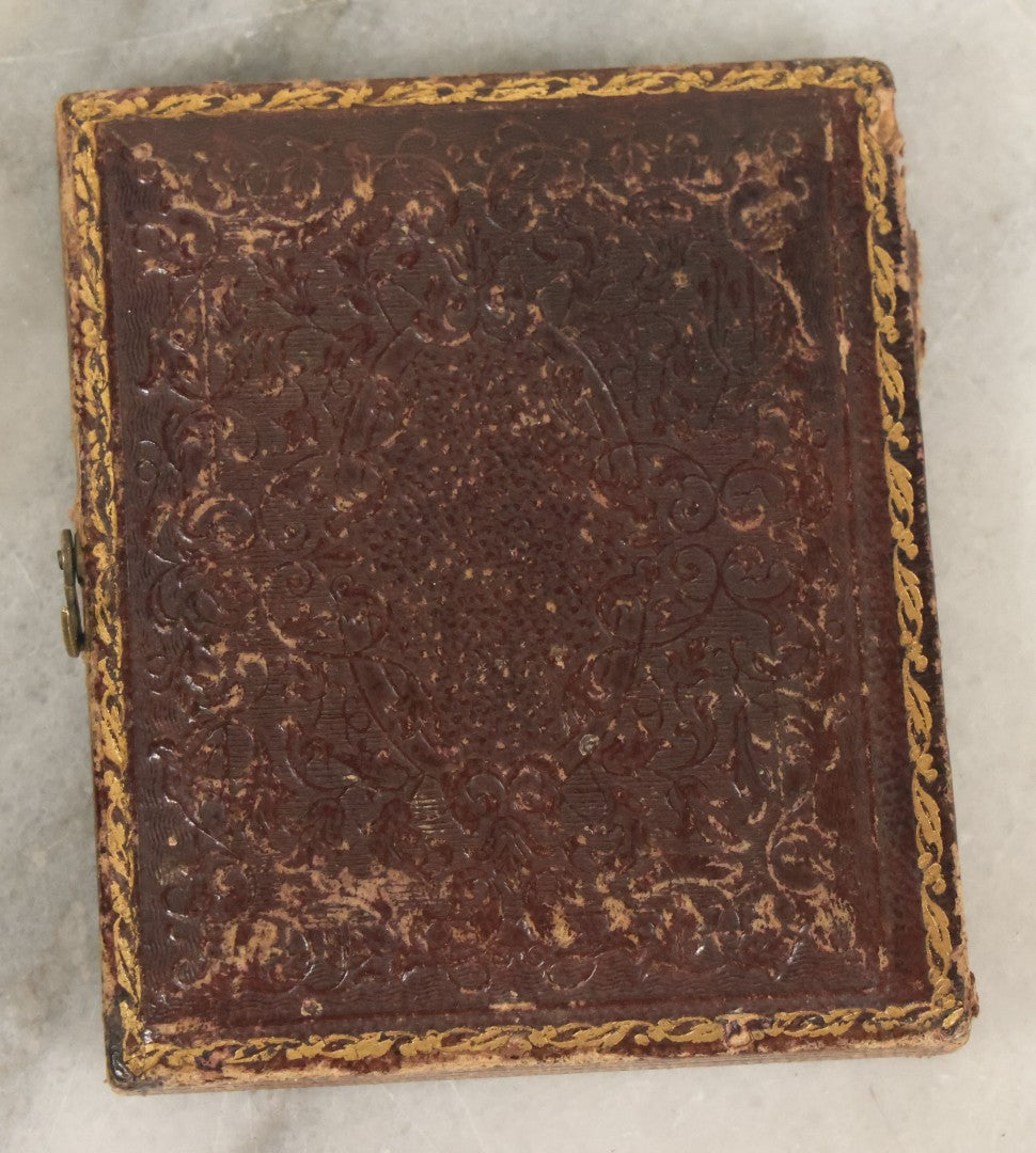 Lot 025 - Antique 1/9th Plate Daguerreotype Photograph Of Baby Held By "Not-So-Hidden" Mother, Note Hand On Baby's Waist, In Half Leatherette Union Case