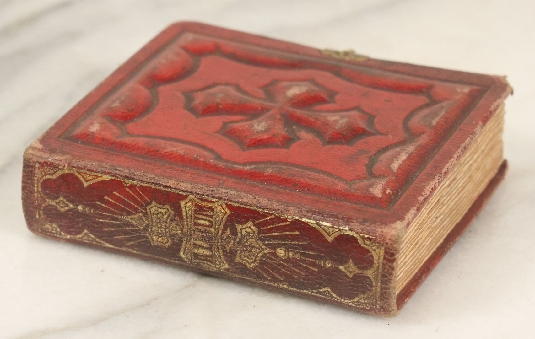 Lot 028 - Antique Red Covered Gem Tintype Photo Album, With 64 Gem Tintype Photographs Including Man In Fur Hat, Man In Top Hat, And Many Women And Children (All Pages Pictured)