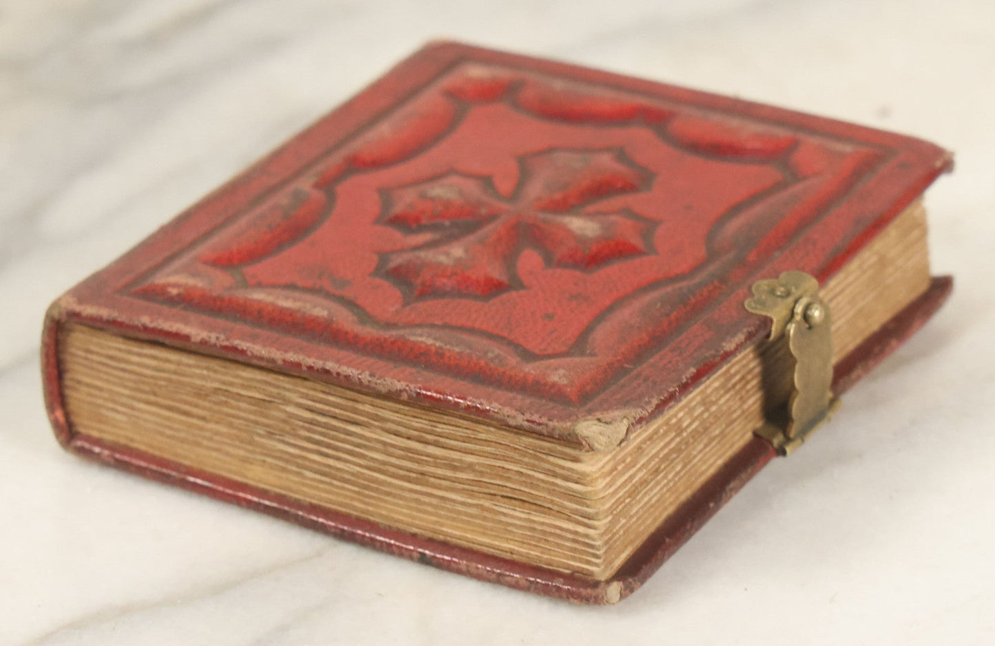 Lot 028 - Antique Red Covered Gem Tintype Photo Album, With 64 Gem Tintype Photographs Including Man In Fur Hat, Man In Top Hat, And Many Women And Children (All Pages Pictured)