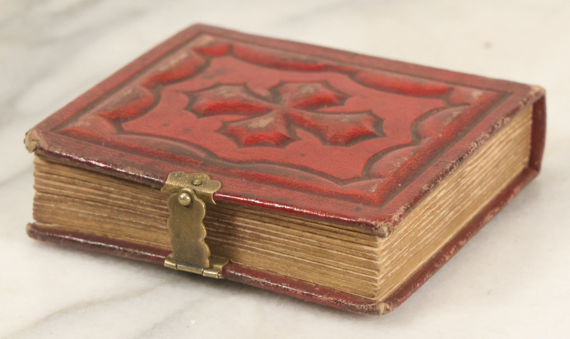 Lot 028 - Antique Red Covered Gem Tintype Photo Album, With 64 Gem Tintype Photographs Including Man In Fur Hat, Man In Top Hat, And Many Women And Children (All Pages Pictured)