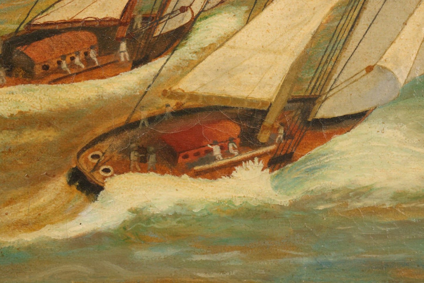 Lot 031 - Vintage Oil On Canvas Painting Of A Sailboat Race, Titled "Racing" Lower Left, Artist Signed C.E. Holmes, Dated 1933, Note Varnish Staining And Minor Losses, In Frame, 18-3/4" x 21-3/4"