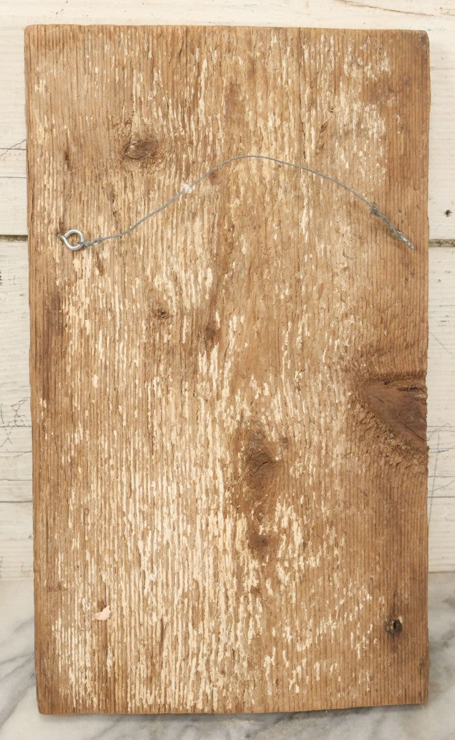 Lot 033 - Vintage Painting On Wood Panel Of Cowboy Drinking Coffee, Artist Signed Gannon, 8" x 13-1/2"