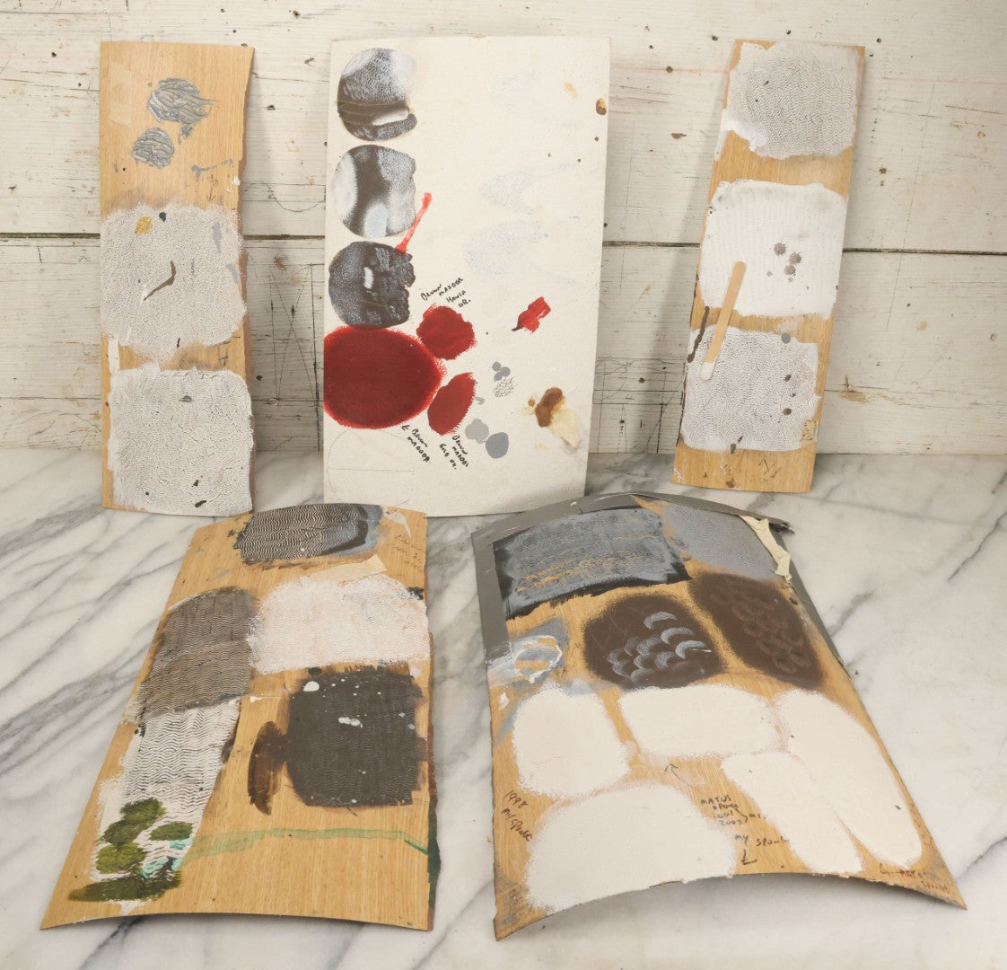 Lot 036 - Grouping Of Five Vintage Wood Paint Test Panels Used By Painter Of Duck Decoys, Circa 1995-2005, As Found 