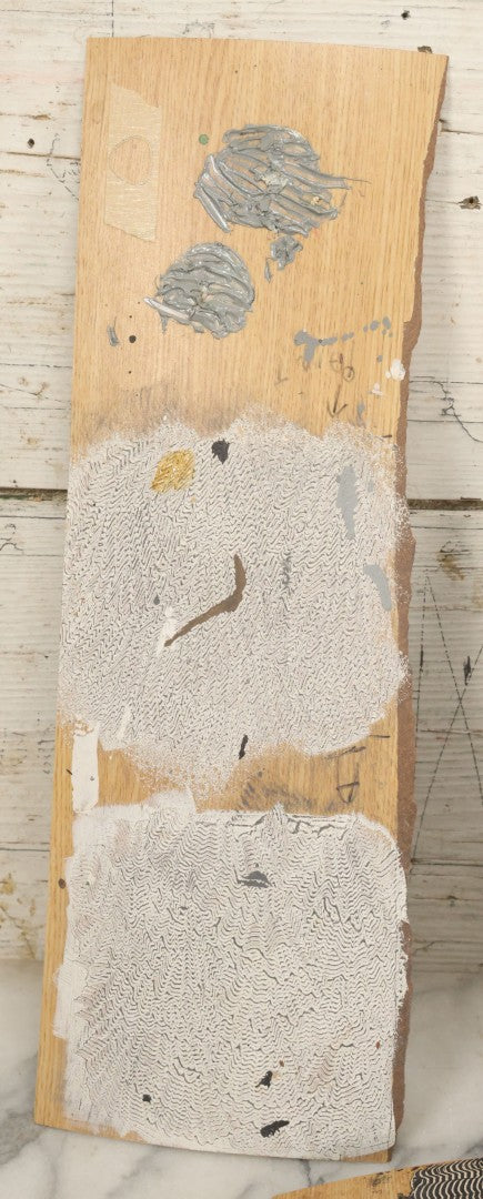 Lot 036 - Grouping Of Five Vintage Wood Paint Test Panels Used By Painter Of Duck Decoys, Circa 1995-2005, As Found 