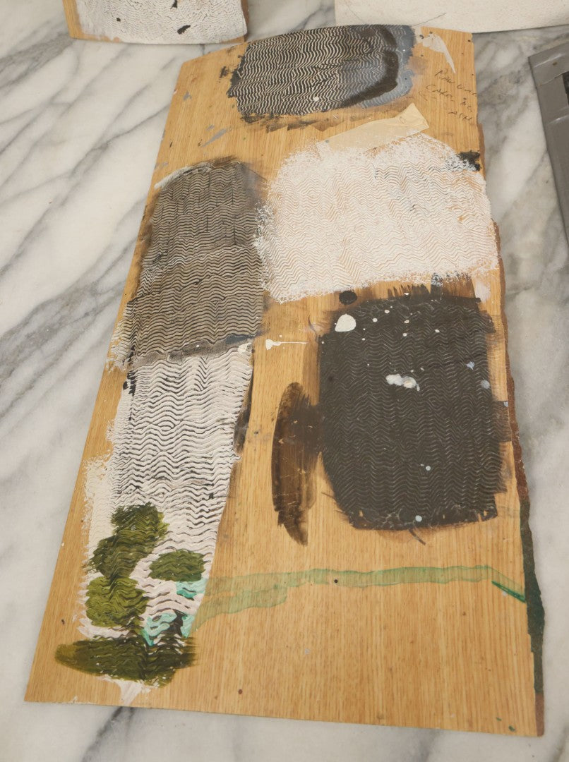 Lot 036 - Grouping Of Five Vintage Wood Paint Test Panels Used By Painter Of Duck Decoys, Circa 1995-2005, As Found 