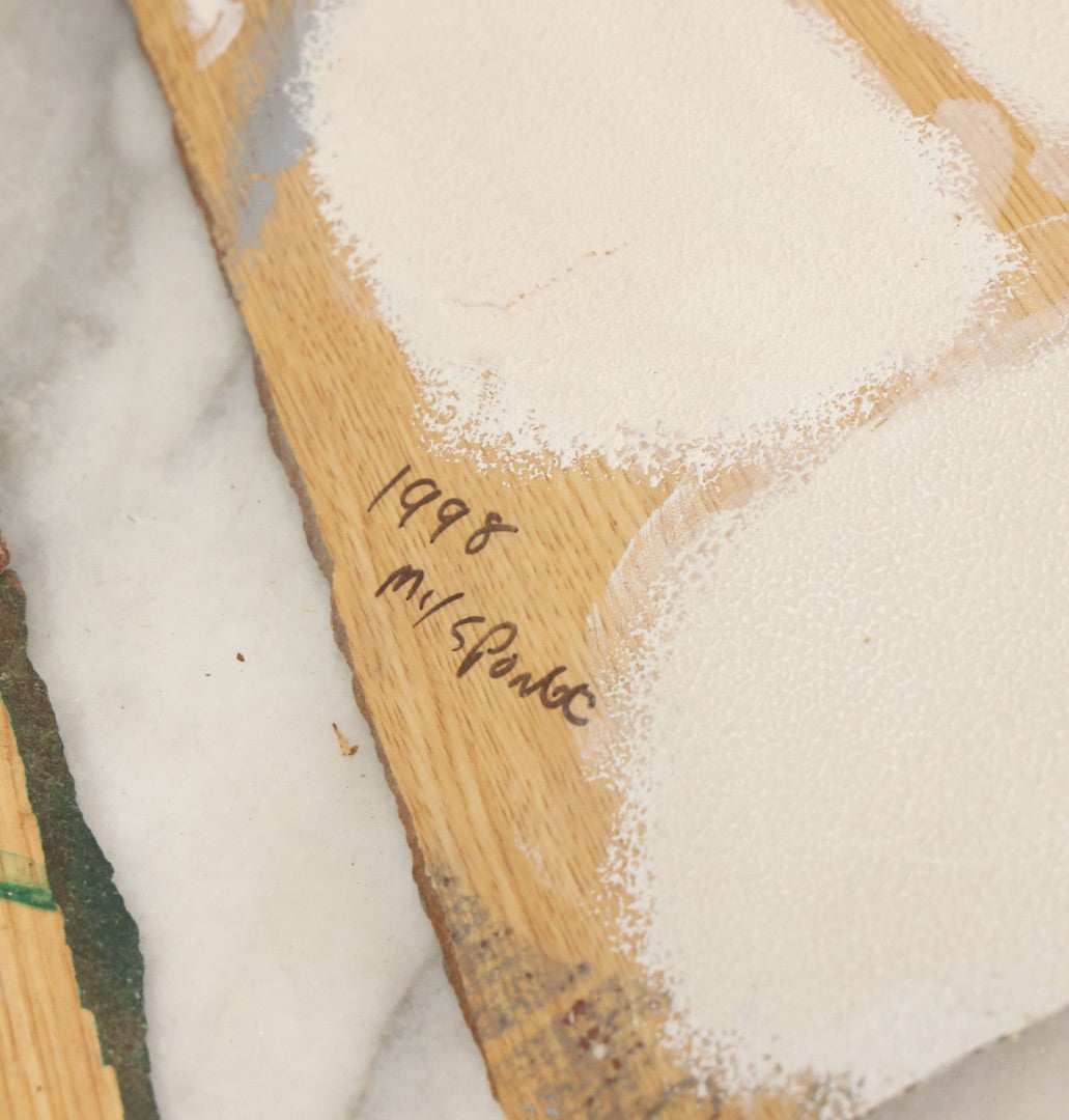 Lot 036 - Grouping Of Five Vintage Wood Paint Test Panels Used By Painter Of Duck Decoys, Circa 1995-2005, As Found 