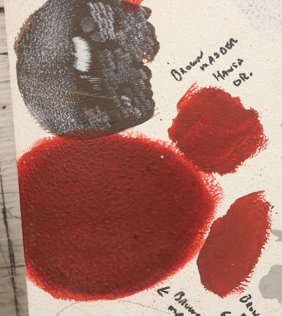 Lot 036 - Grouping Of Five Vintage Wood Paint Test Panels Used By Painter Of Duck Decoys, Circa 1995-2005, As Found 