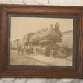 Lot 038 - Antique Boarded Occupational Photograph Of Locomotive 351 By American Locomotive Company, Maine Central Railroad, With Railroad Workers In Photo, Circa 1909 Partial Id On Verso, In Frame, Note Wear, 12-3/8" x 10-3/8"